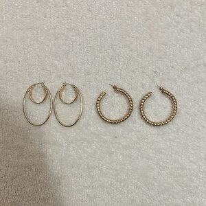 Classic Gold Double-Hoop & Beaded Hoop Earring Set